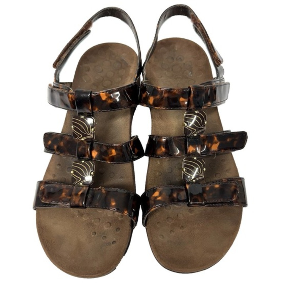 Vionic 44 Amber Tortoise‎ Print Slingback Strappy Sandals Women's Size 9 TVW1275